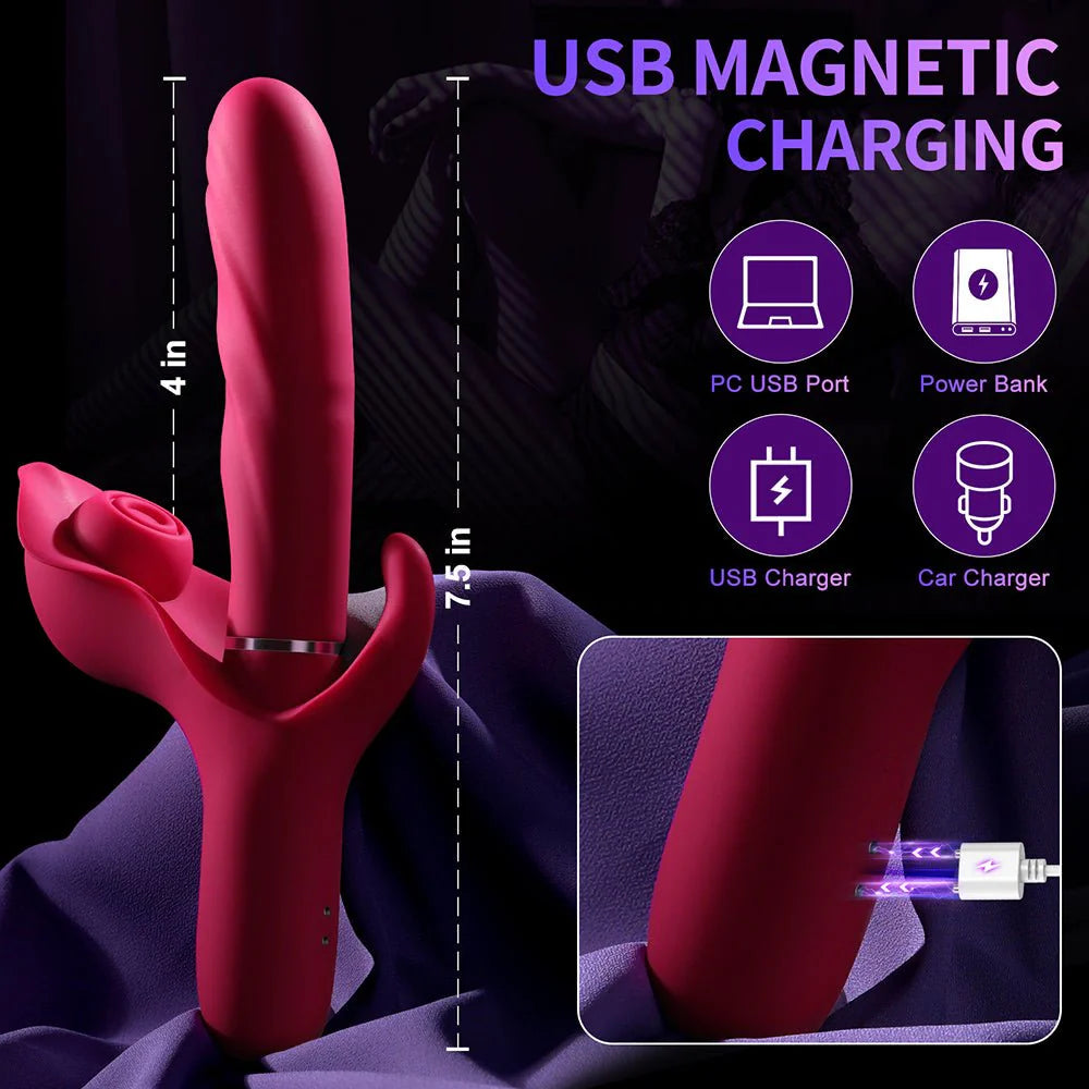 Premium 3-in-1 Rabbit Vibrator - Explore 10 Thrusting, 10 Flapping, and 10 Vibration Modes for Ultimate Women and Couples Pleasure - AVYXO