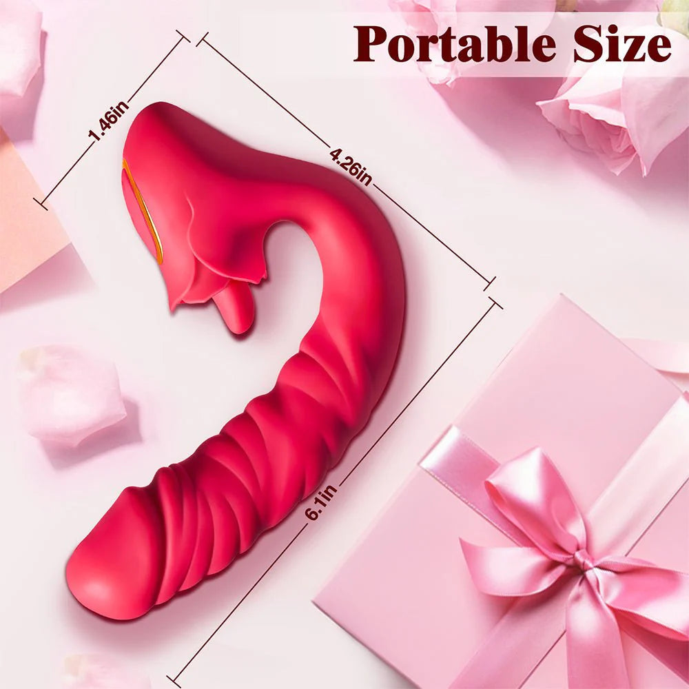 Multi-Functional Vibrator - 3 in 1 Licking, Vibrating, Thrusting Adult Toy - Clit Anal Stimulator for Women - AVYXO