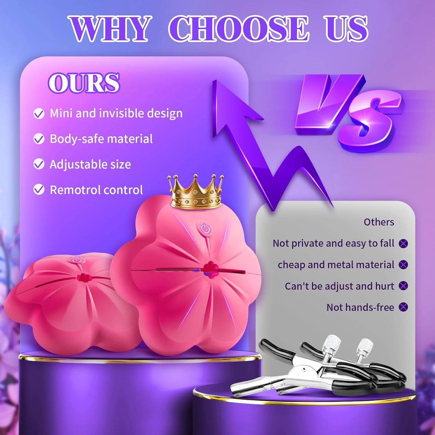 Remote Control Nipple Vibrator - 10 Vibration Modes Adjustable Nipple Clamps for Women, BDSM Couples Toy with Discreet Packaging - AVYXO