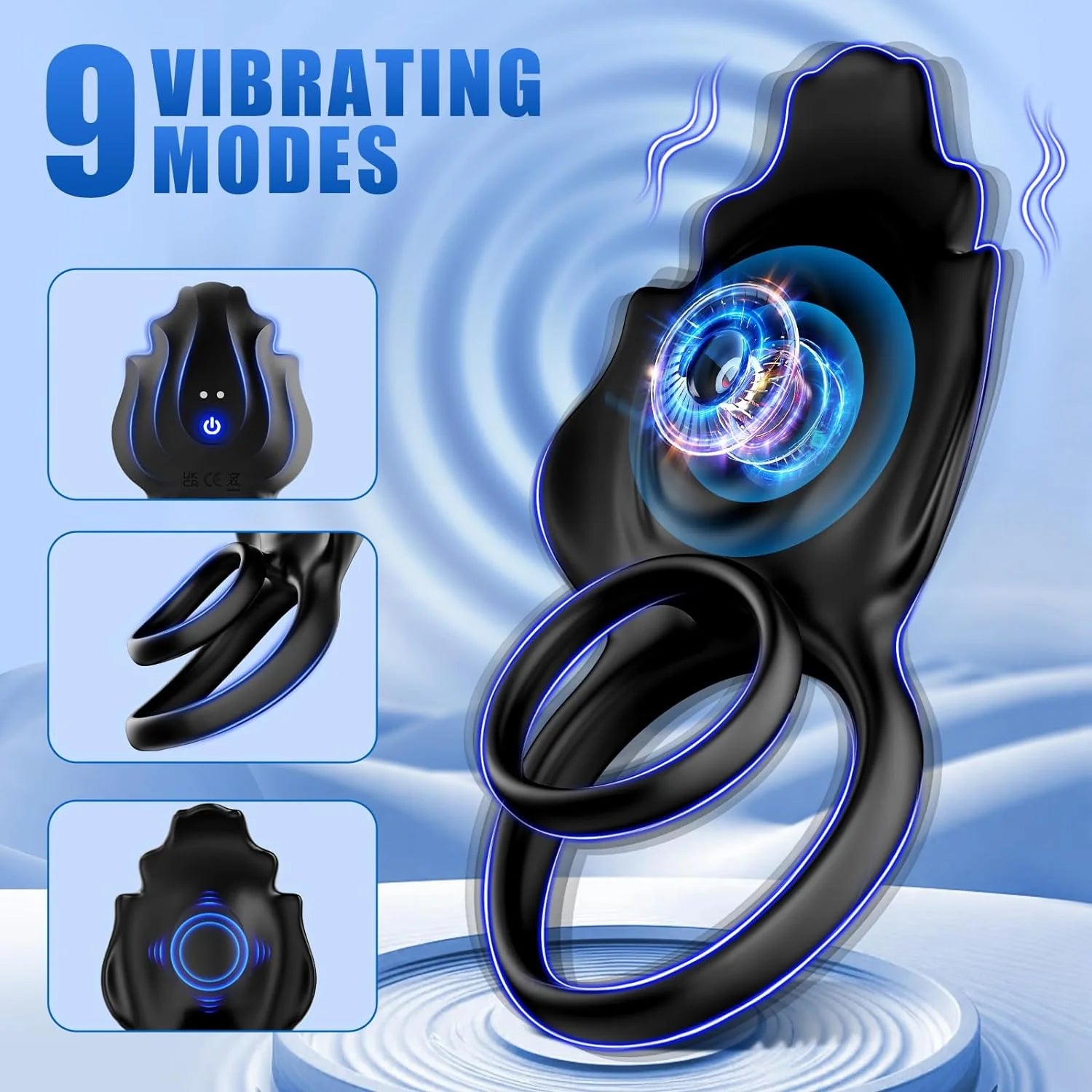 Penis Ring Clitoral Vibrator Double Pleasure 2-in-1 Vibrating Cock Ring with 9 Modes and APP Remote Control - AVYXO