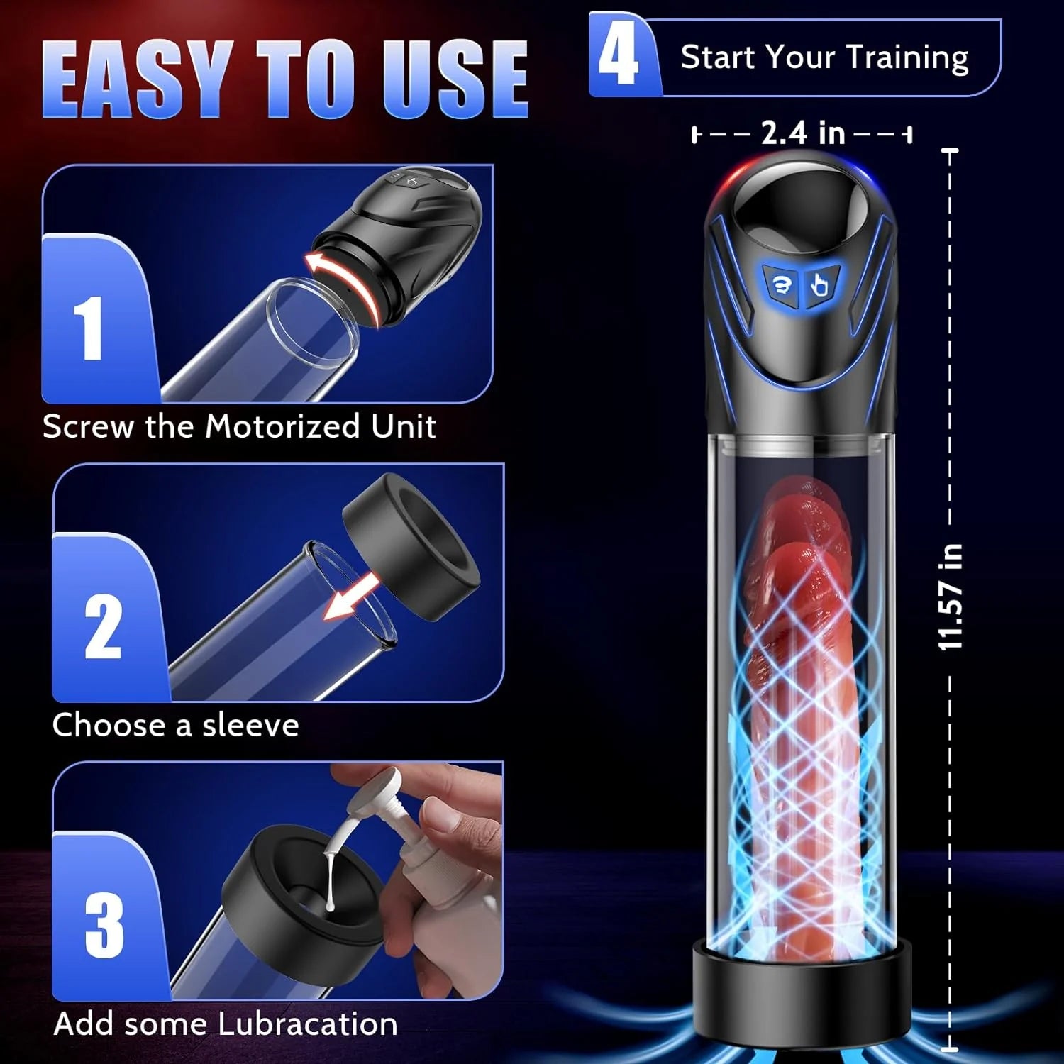 Premium Electric Penis Pump - 5 Suction Modes for Ultimate Pleasure, Penis Enlargement with 2 ED Cock Rings, Ideal for Men and Couples - AVYXO