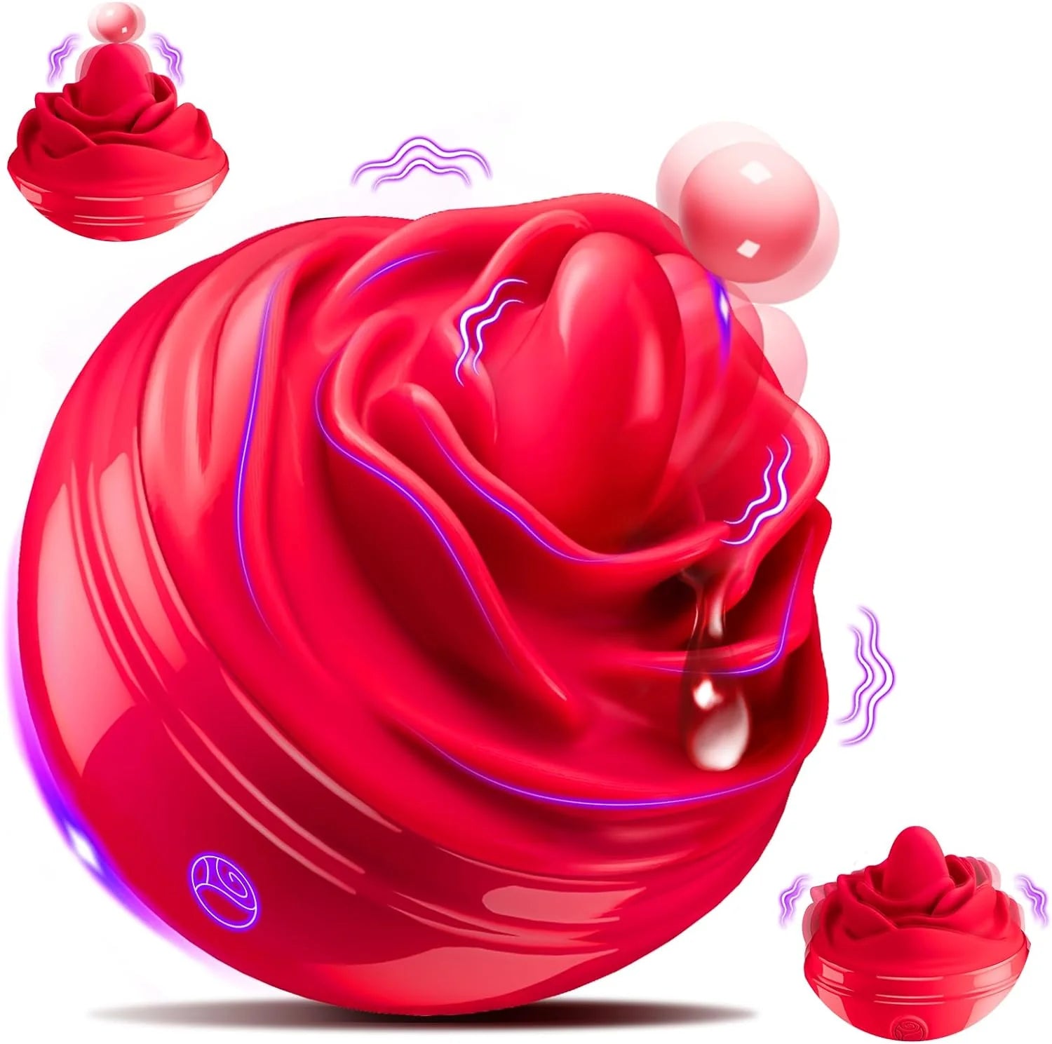 Adjustable 6-Level TelescopingVibrator Sex Toys, Rose Sex Toy for Women with 7 Tongue Licking & Vibrating Modes for Anal Nipple Clitoral Stimulator, Dustproof Cover Travel Pleasure Vaginal Masturbator - Realistic 2-in-1 Male Stimulator - AVYXO