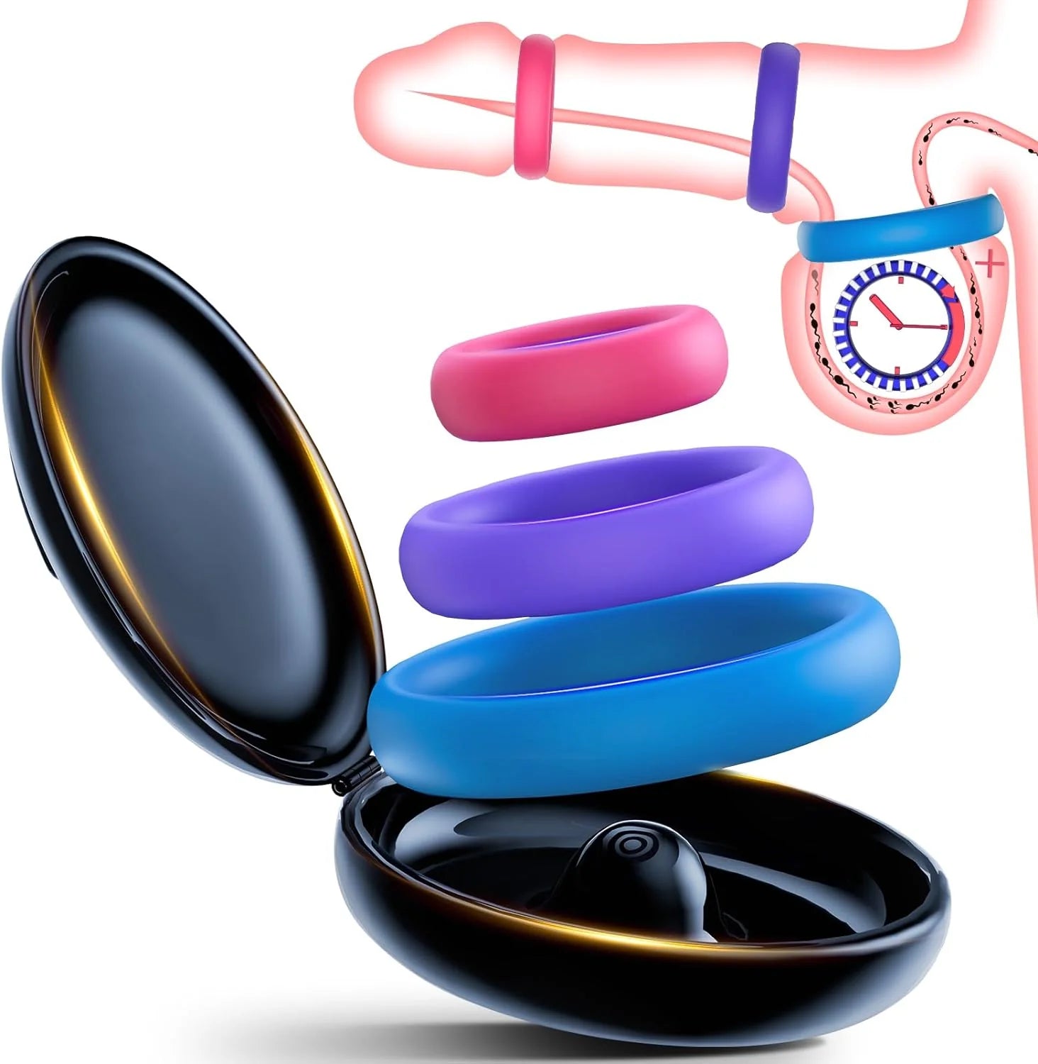 Silicone Cock Rings - Multi-Coloured Erection Enhancers Set - AVYXO
