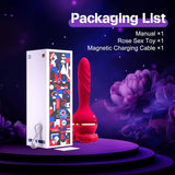 3-in-1 Vibrator Rose Sex Toy: Tongue Licking & Thrusting Dildo Vibrator. Couples' Adult Games for Clitoral, G Spot, and Anal Pleasure - AVYXO