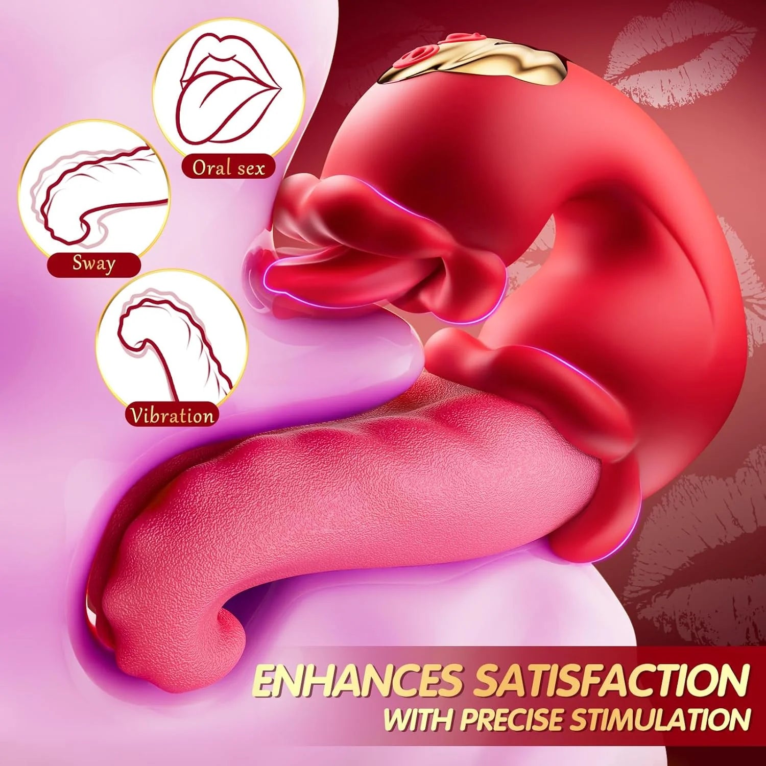 Rose Vibrator 3-in-1 Clitoral & G-Spot Stimulator with 10 Licking Modes - AVYXO