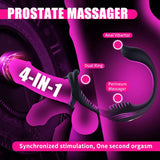 Remote Control 4-in-1 Vibrating Cock Ring & Prostate Massager with Anal Plug - AVYXO
