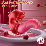 Rose Vibrator 3-in-1 Clitoral & G-Spot Stimulator with 10 Licking Modes - AVYXO