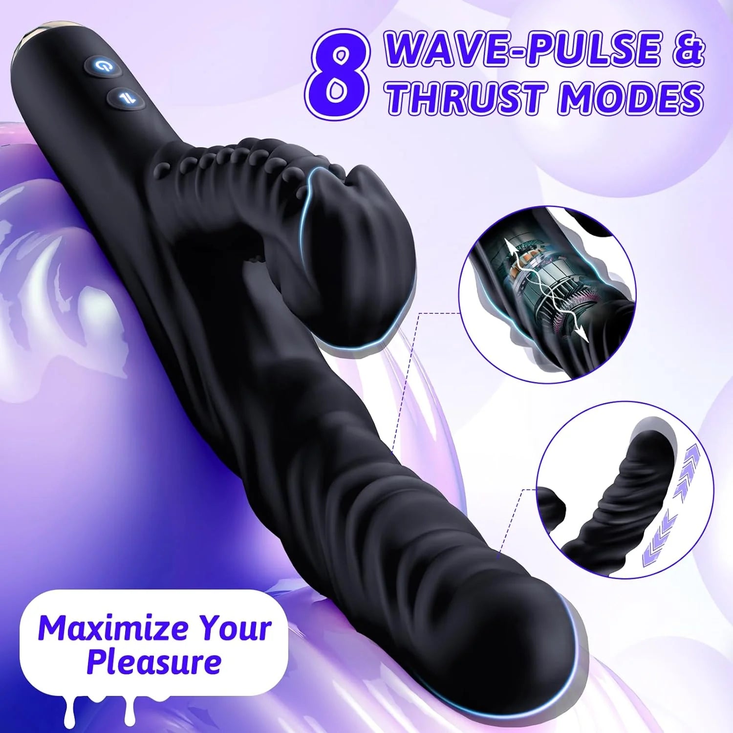 Thrusting Vibrator Dildo Sex Toy - G Spot Clitoral Vibrator with 16 Modes, 8 Thrusting & 8 Slap Vibrators, Clit Stimulator Rabbit Vibrator, Anal Sex Toy for Women & Couples - AVYXO
