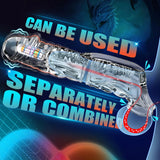Penis Sleeve Cock Sleeve Sex Toys - 2 in 1 Clear Penis Ring Extender with Vibrator - AVYXO