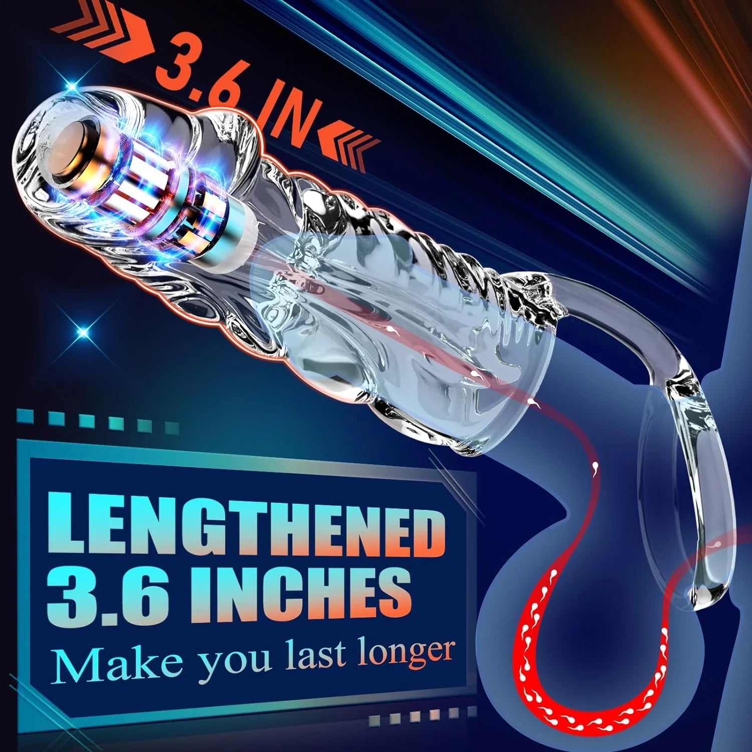 Penis Sleeve Cock Sleeve Sex Toys - 2 in 1 Clear Penis Ring Extender with Vibrator - AVYXO