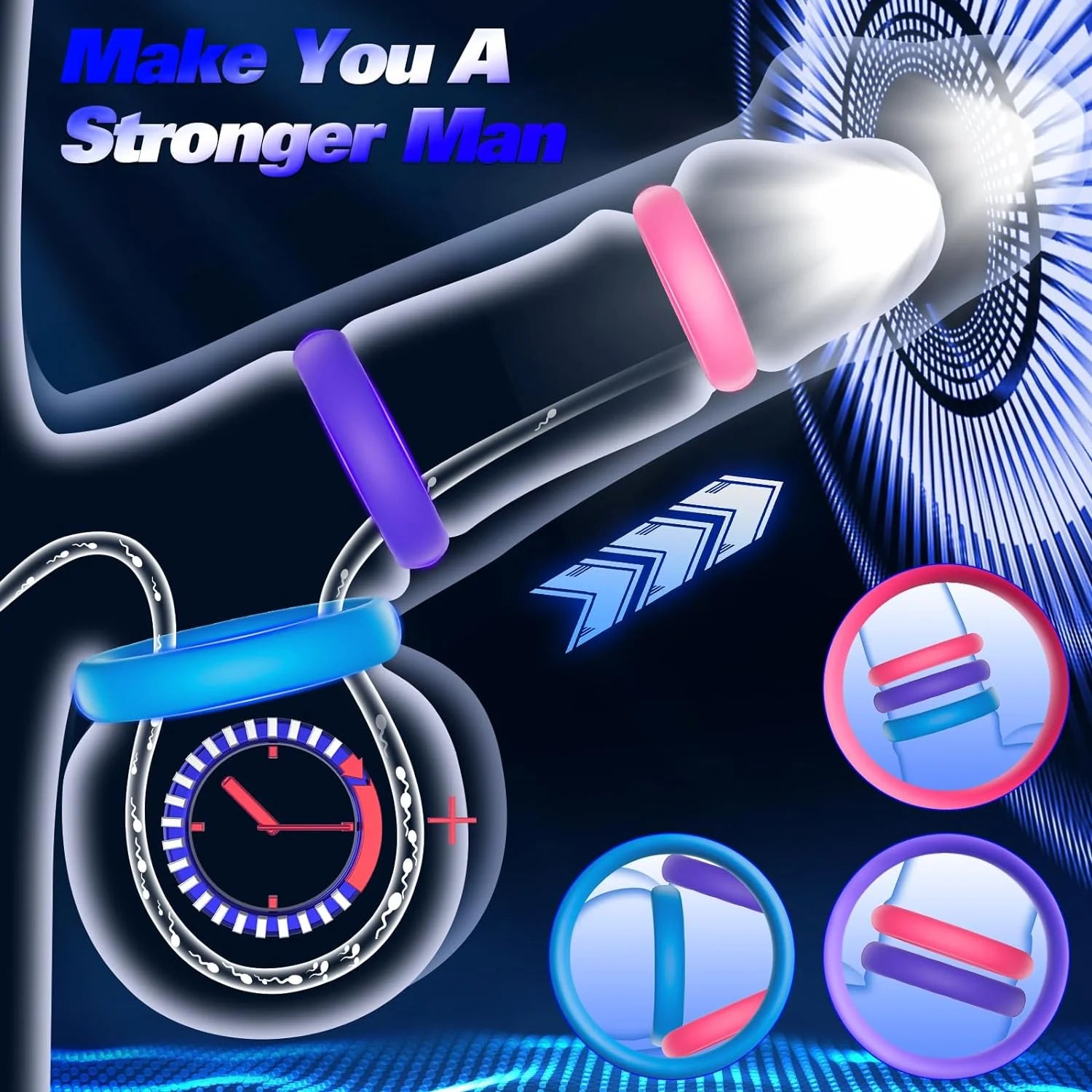 Silicone Cock Rings - Multi-Coloured Erection Enhancers Set - AVYXO