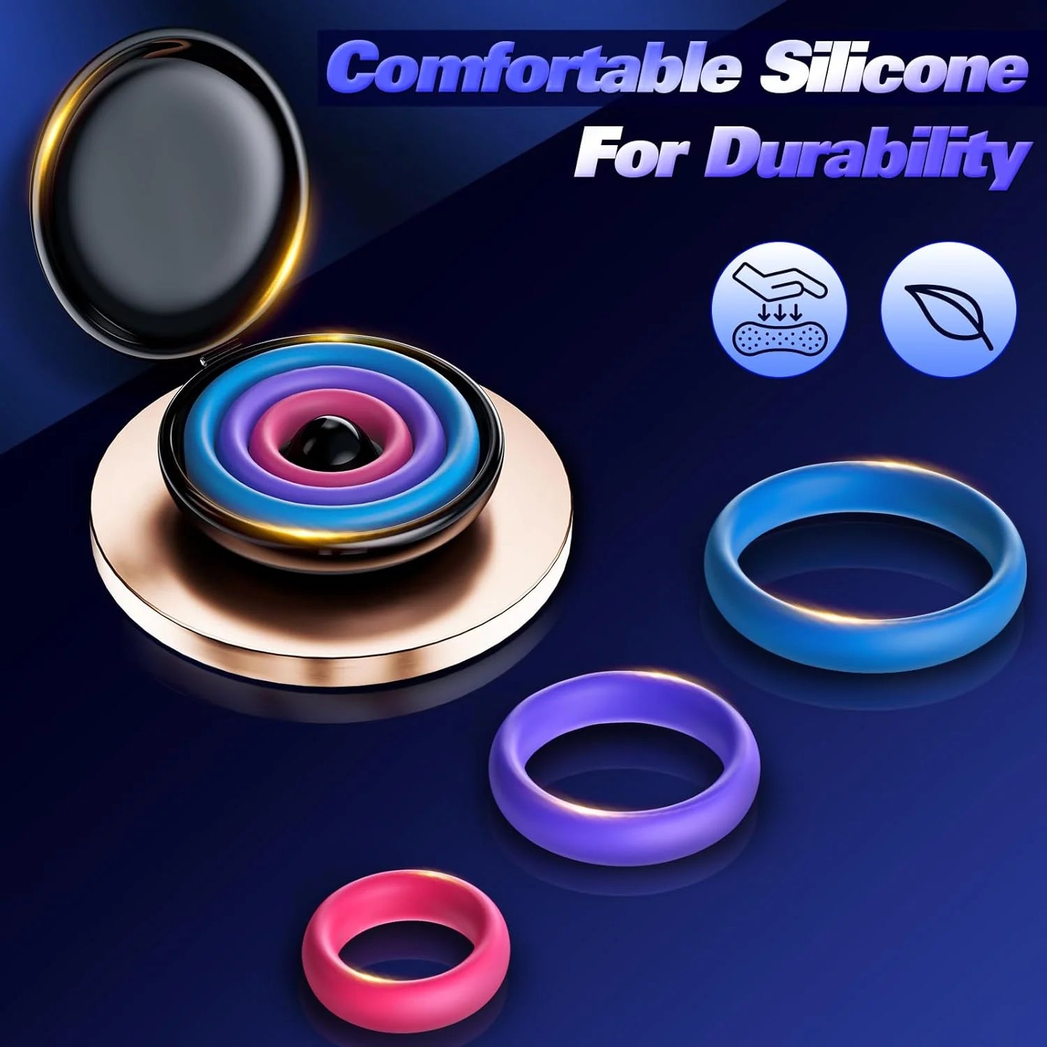 Silicone Cock Rings - Multi-Coloured Erection Enhancers Set - AVYXO