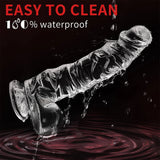 Manual 9.8 Inch Realistic Dildo, Clear Dildo with Strong Suction Cup, Human Safety Material - AVYXO