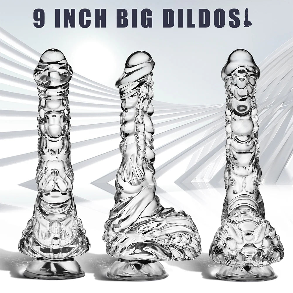 LPJXVU 9 Inch Clear Realistic Dildo, Bad Dragon Dildo with Soft Material and Powerful Suction Cup - AVYXO