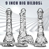 LPJXVU 9 Inch Clear Realistic Dildo, Bad Dragon Dildo with Soft Material and Powerful Suction Cup - AVYXO