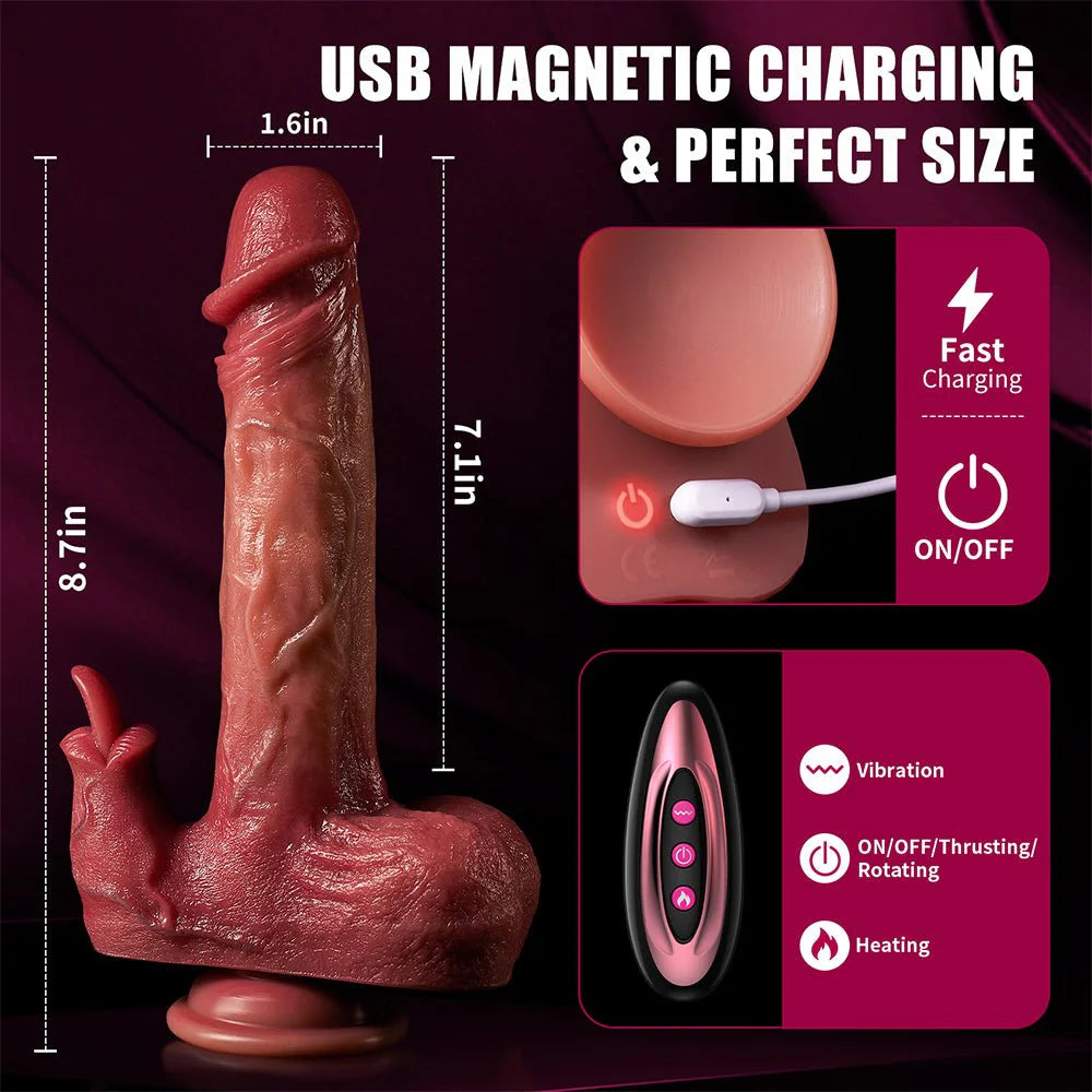 Remote Control 8.7 Inch Realistic Dildo with 9 Vibration and Heating Modes - AVYXO