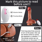 Realistic Thrusting Vibrator Dildo with Heating & Strong Suction Cup - 8 Modes, Big Testicles - AVYXO