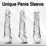 Penis Sleeve Vibrator Cock Ring-3.4 Inch Penis Extender Sleeves with Penis Ring for Cock Enlarger & Girth Male Sex Toys - AVYXO