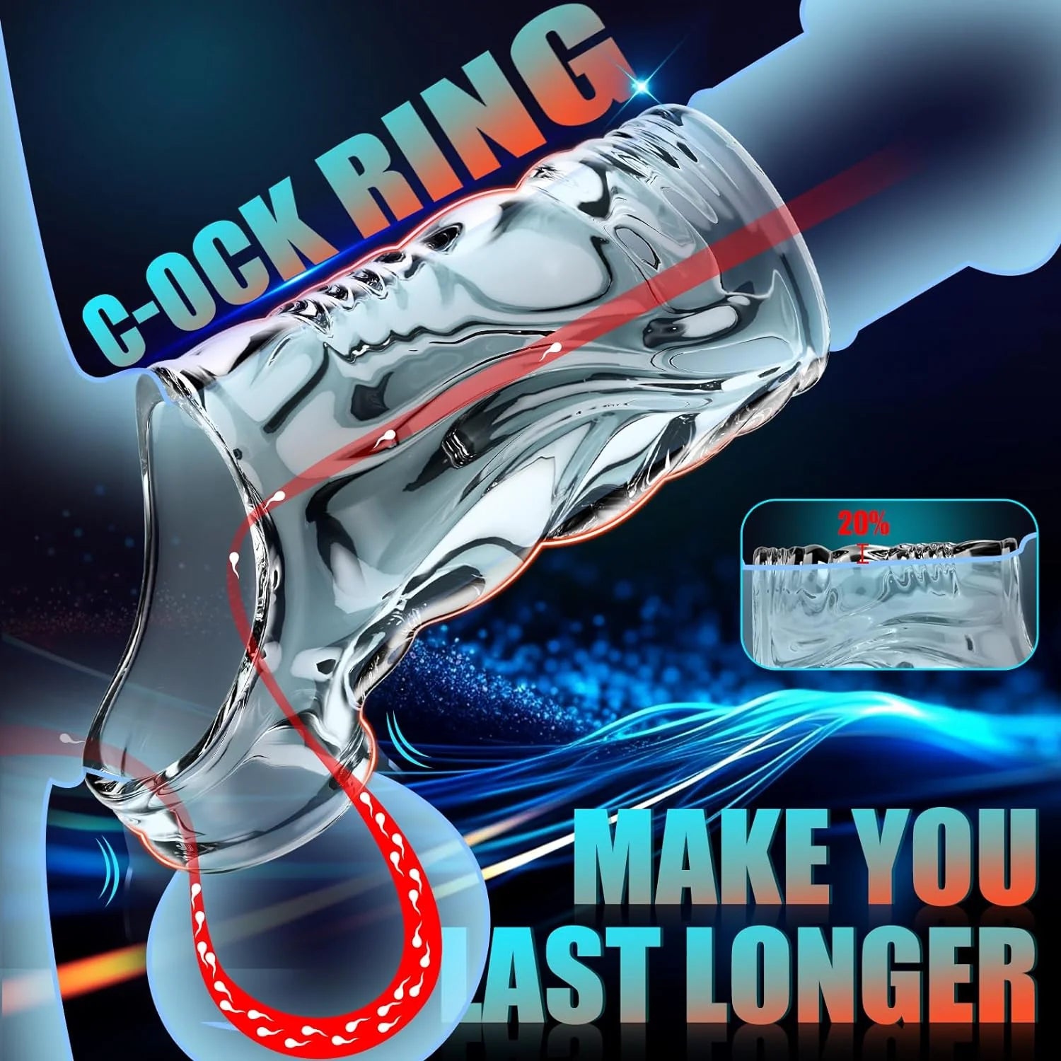 Penis Sleeve Cock Sleeve Sex Toys - 2 in 1 Clear Penis Ring Extender with Vibrator - AVYXO