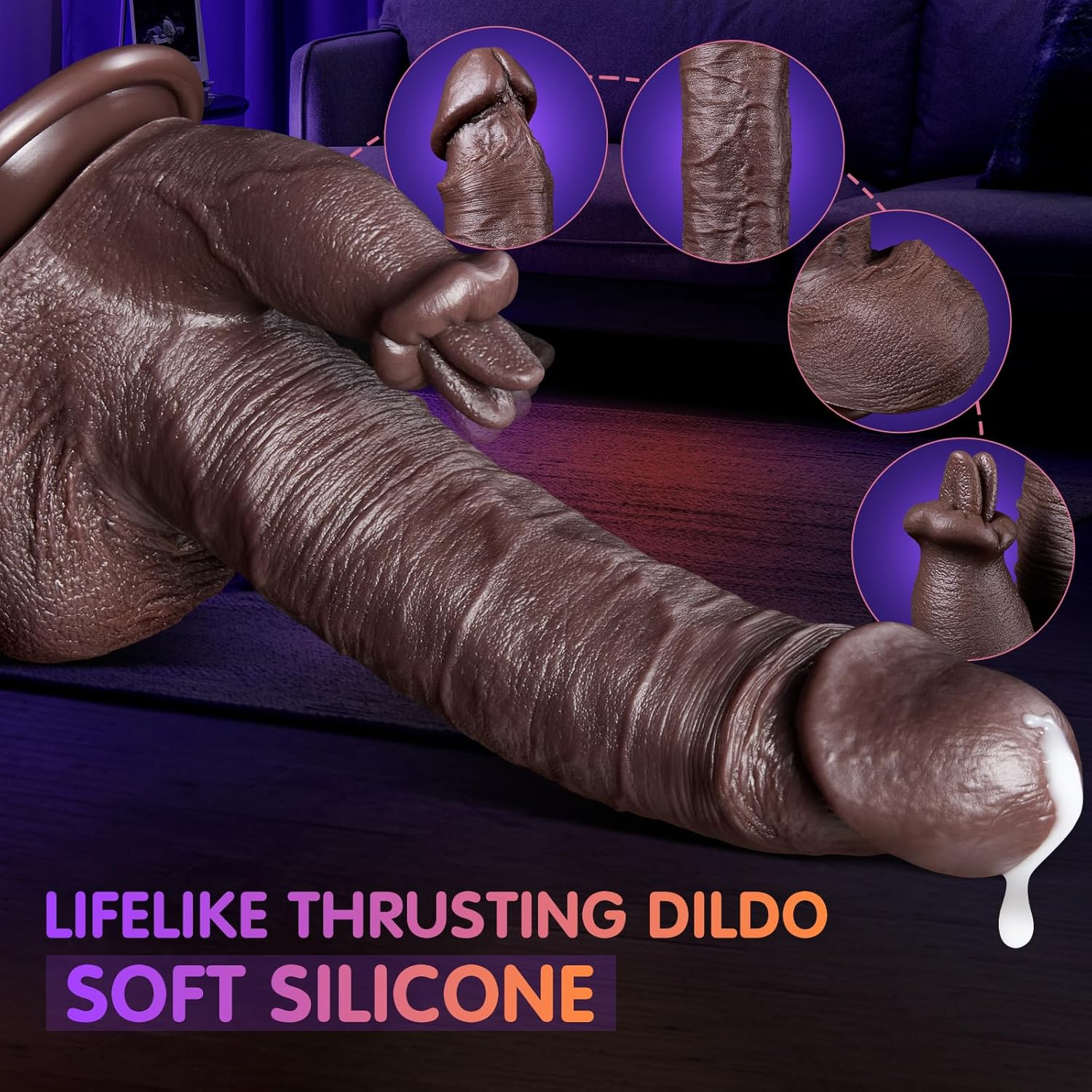 Realistic Thrusting Dildo Licking Vibrator - 5 in 1 Silicone Suction Cup, 10 Thrusting, Vibration & Heating Modes, Remote Control Sex Toy - AVYXO