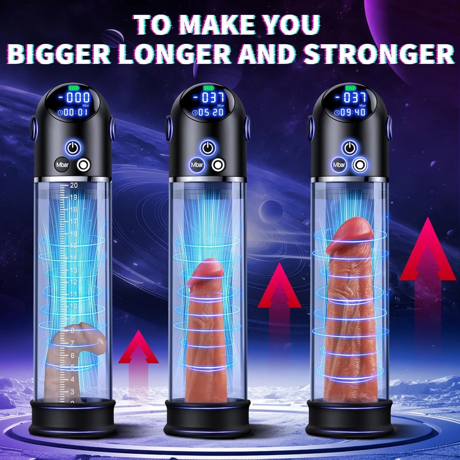 Upgraded Automatic Penis Pump LED Display Dick Vacuum Pump for ED Penis Extension Enlargement Trainer - AVYXO