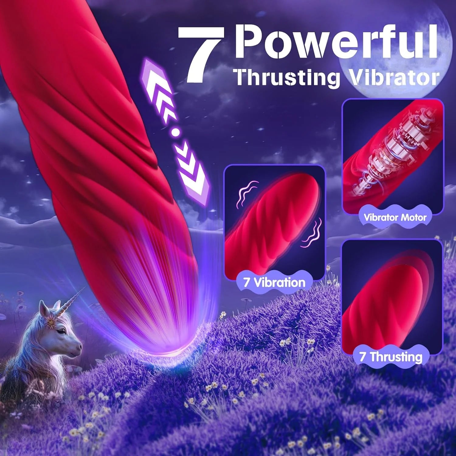 3-in-1 Vibrator Rose Sex Toy: Tongue Licking & Thrusting Dildo Vibrator. Couples' Adult Games for Clitoral, G Spot, and Anal Pleasure - AVYXO