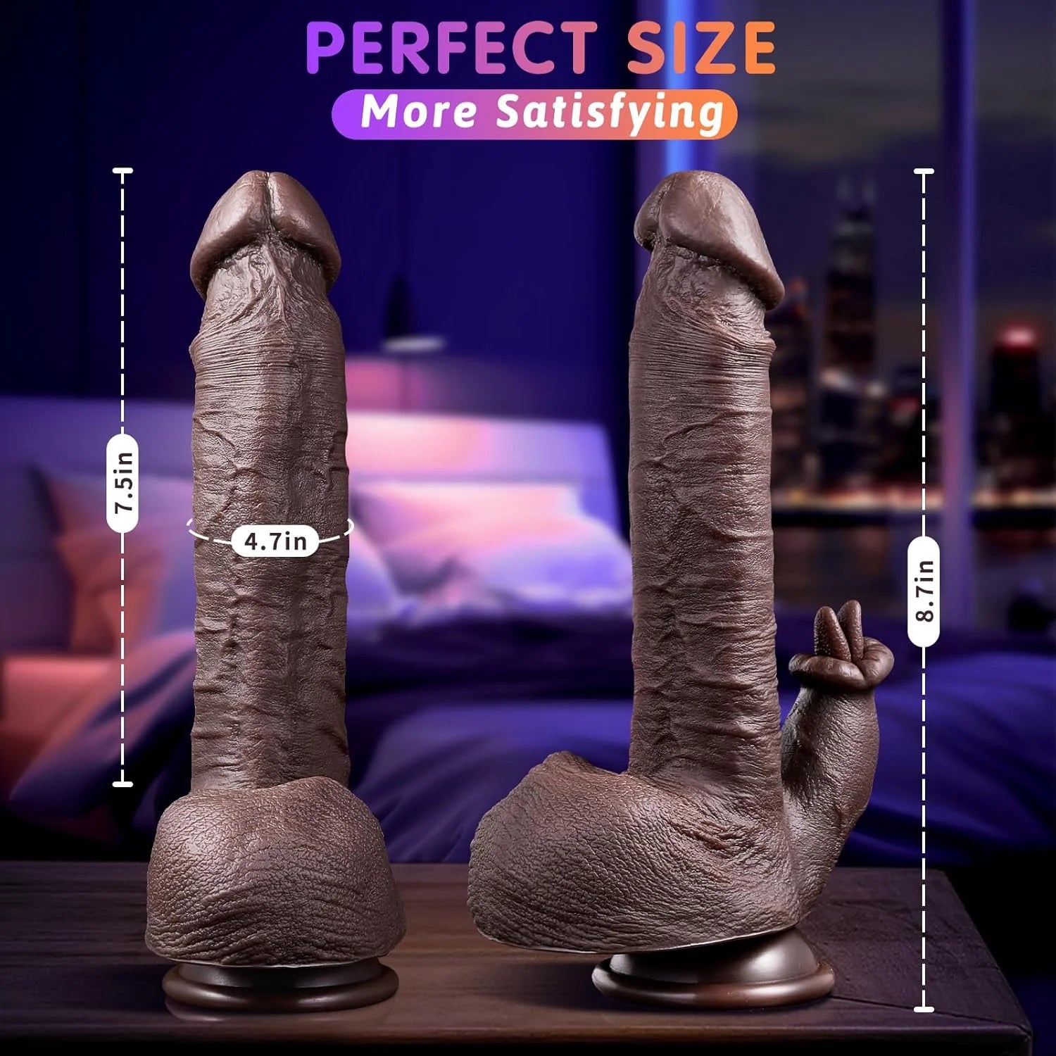 Realistic Thrusting Dildo Licking Vibrator - 5 in 1 Silicone Suction Cup, 10 Thrusting, Vibration & Heating Modes, Remote Control Sex Toy - AVYXO