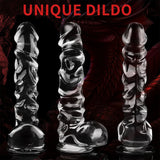 Manual 9.8 Inch Realistic Dildo, Clear Dildo with Strong Suction Cup, Human Safety Material - AVYXO