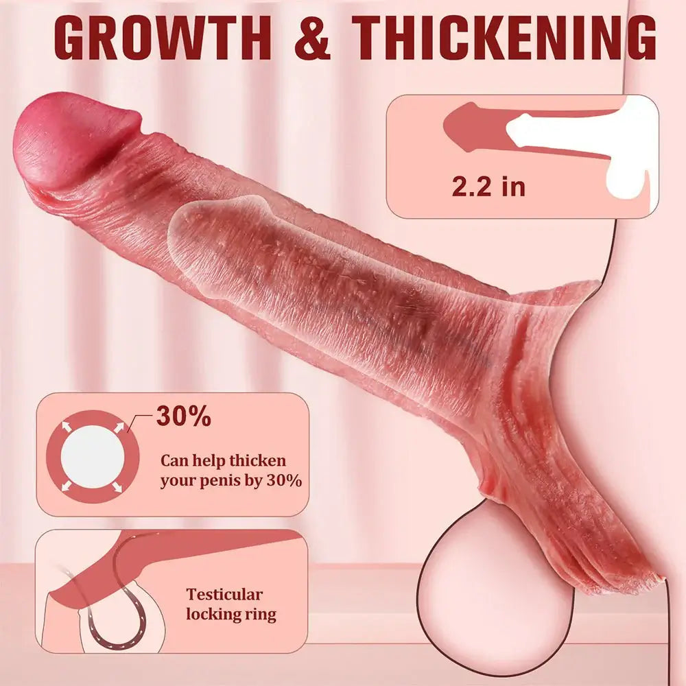 Penis Extender Silicone Penis Sleeve,Elastic Penis Ring to Enlarge Prolong - AVYXO