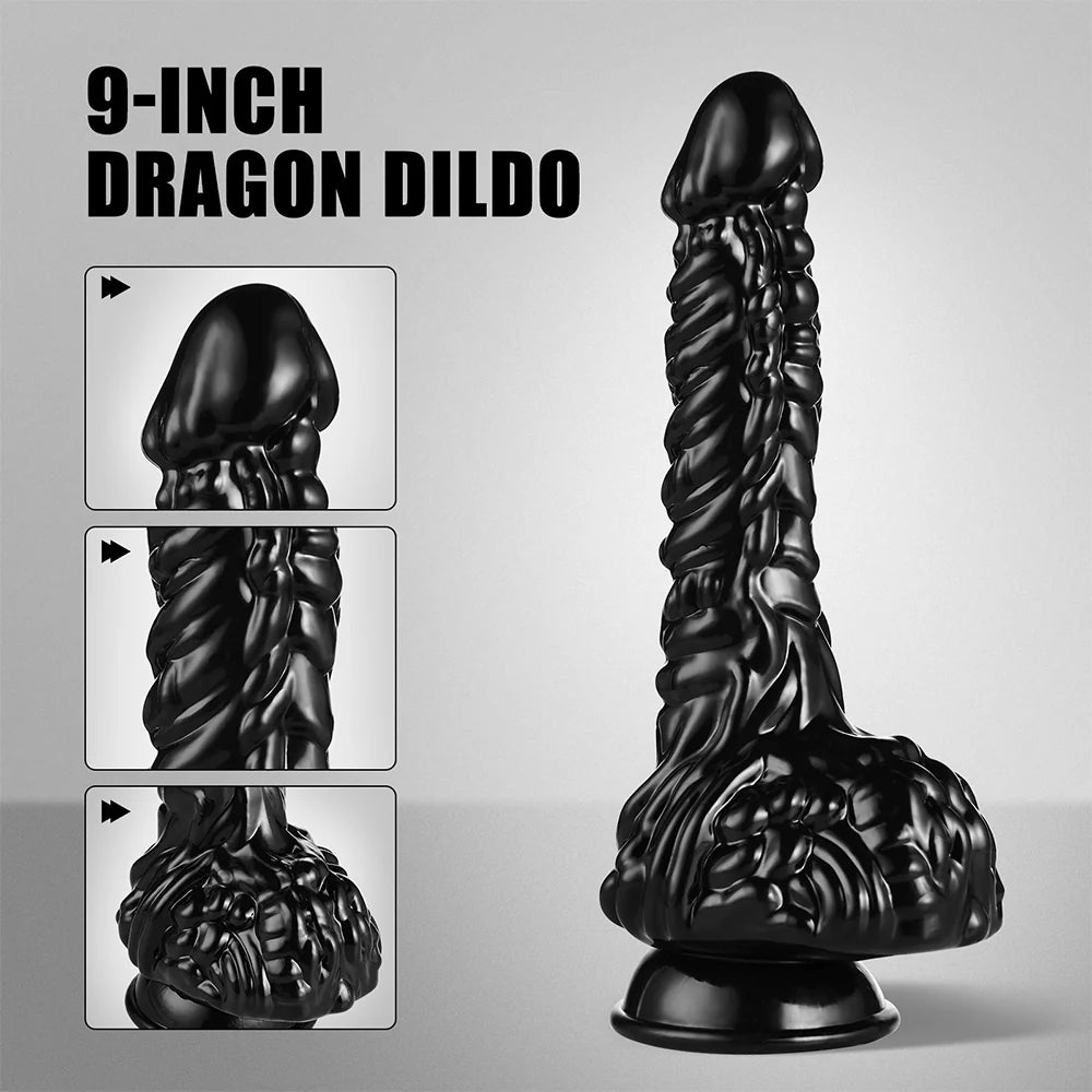 Dragon Monster Black Dildo - Diamimio 9 Inch Dildos Sex Toys for Women - AVYXO