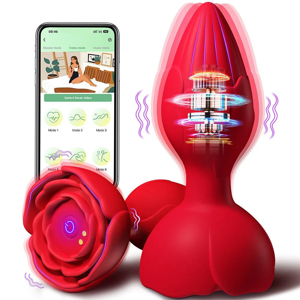 Vibrating Anal Plug Sex Toys -Silicone Vibrators Butt Plug with 9 Vibration Modes APP Remote Control Vibrator - AVYXO