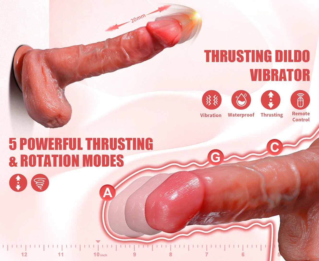 Realistic Dildo Thrusting Vibrator with 5 Thrusting Modes 9.5 Inch Vibrating G Spot Dildos Adult Sex Toys for Women with Strong Suction Cup - AVYXO