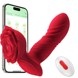 Thrusting Prostate Massager Rose Toy Vibrator - 2 in 1 Anal Plug Vibrators Sex Toys - AVYXO