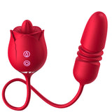 3-in-1 Rose Toy Vibrator: Clitoral Tongue Licking & Thrusting G Spot Stimulation - AVYXO