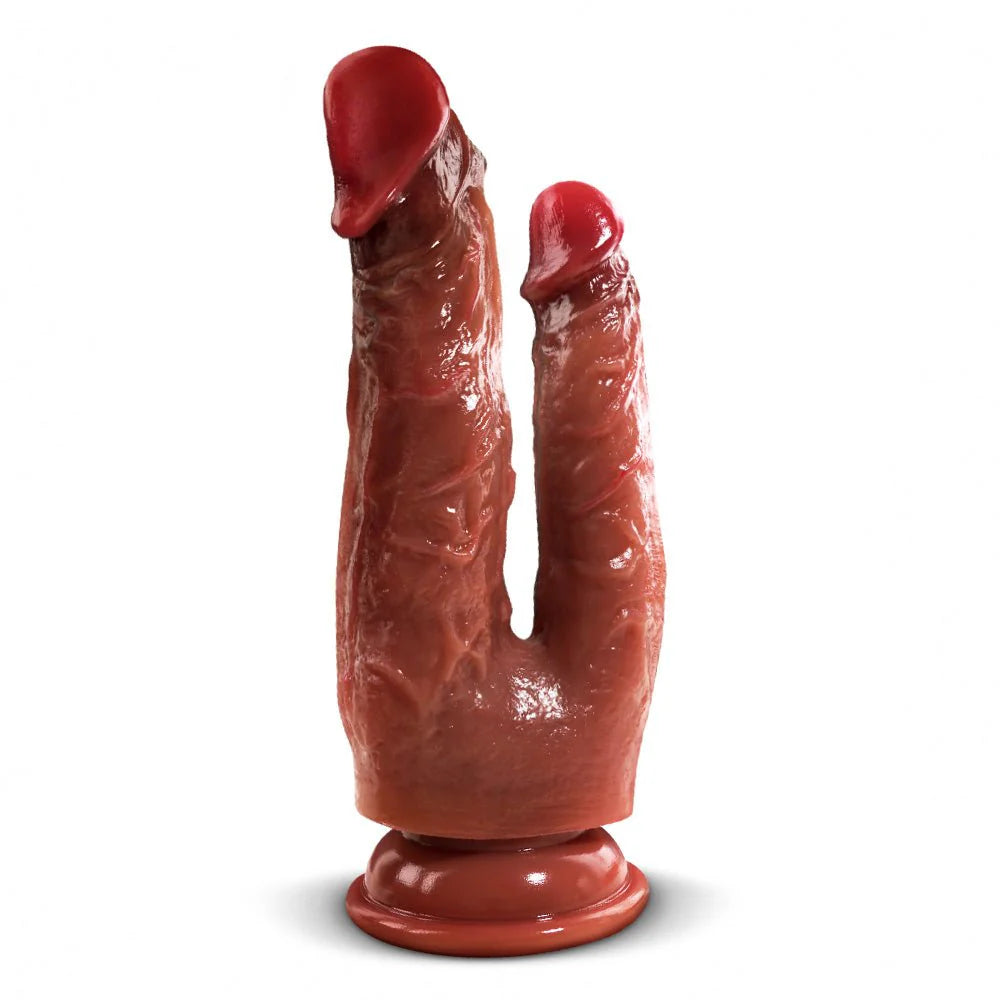 Silicone Double Head Dildo - Realistic Penis with Suction Cups for G-Spot and Anal Stimulation, Ideal for Women and Lesbians - AVYXO