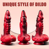 Black and red electric dildo - 7 modes, strong suction cup, heating function. - AVYXO