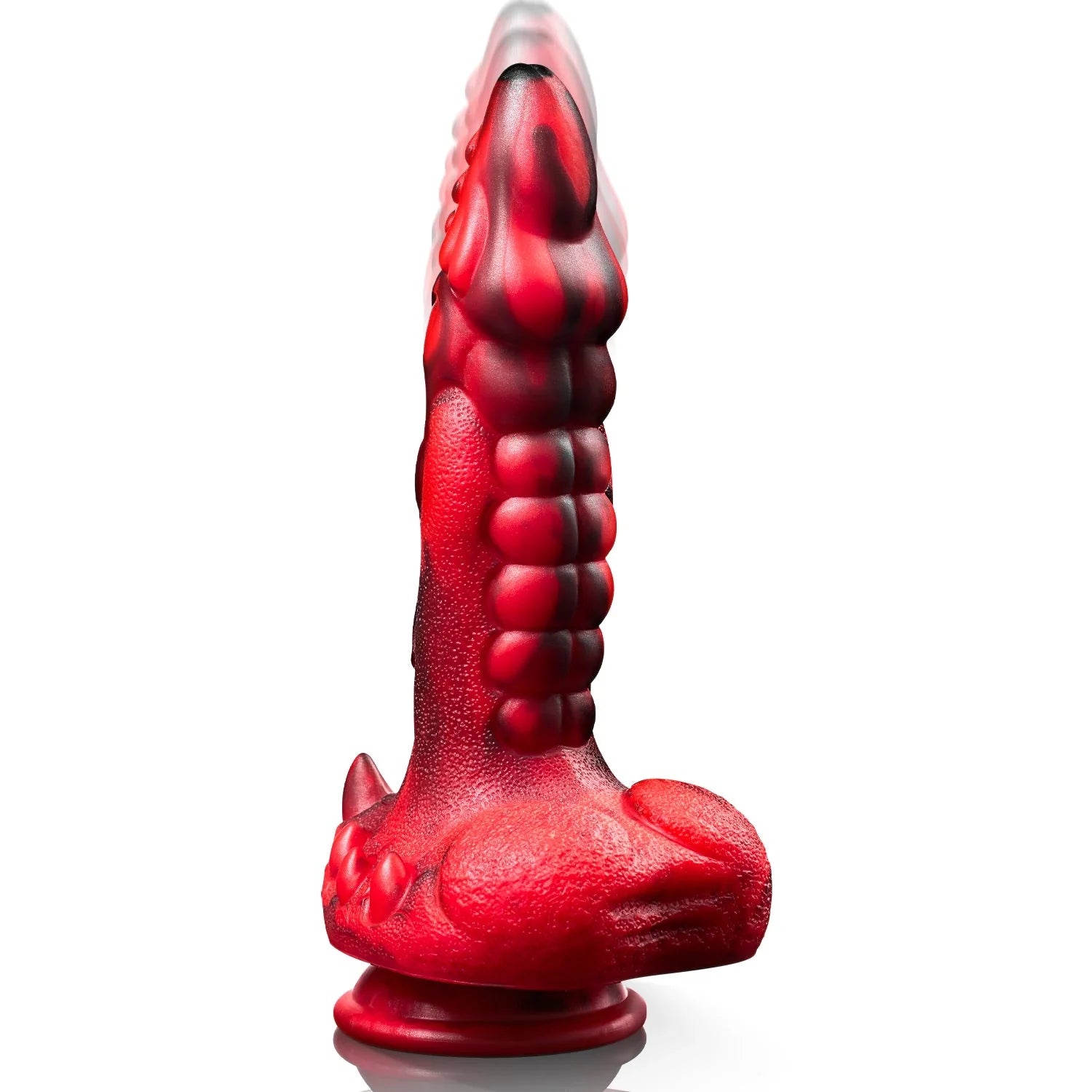 Black and red electric dildo - 7 modes, strong suction cup, heating function. - AVYXO