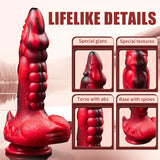 Black and red electric dildo - 7 modes, strong suction cup, heating function. - AVYXO