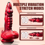 Black and red electric dildo - 7 modes, strong suction cup, heating function. - AVYXO