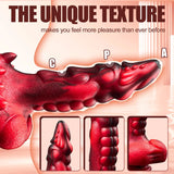 Black and red electric dildo - 7 modes, strong suction cup, heating function. - AVYXO