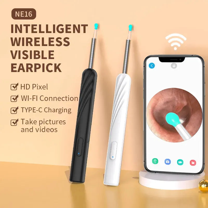 WiFi Link NE16 Hard Visual Ear Digging Spoon Ear Digging Spoon Wireless Cleaning Endoscope High Definition Ear Collecting Tool - AVYXO