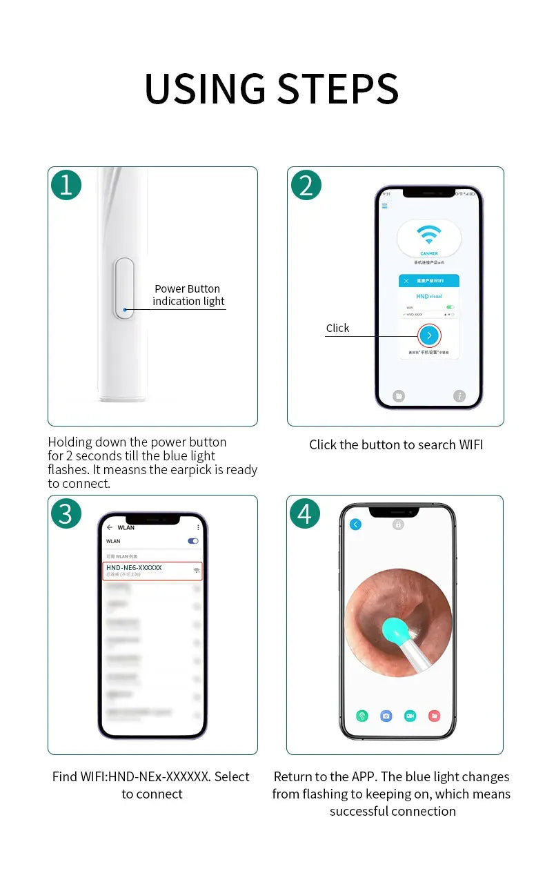 WiFi Link NE16 Hard Visual Ear Digging Spoon Ear Digging Spoon Wireless Cleaning Endoscope High Definition Ear Collecting Tool - AVYXO