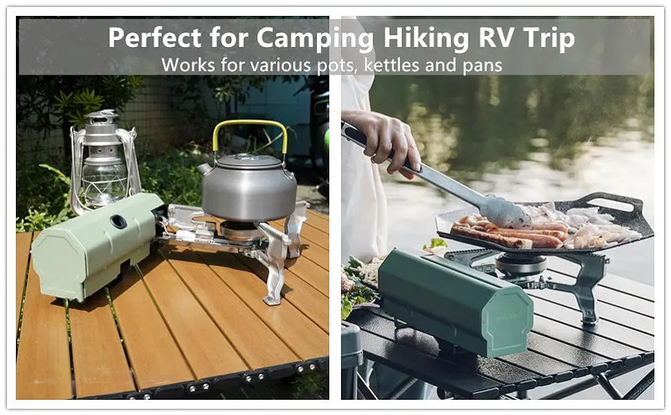 Foldable Camping Butane Stove, Portable Camping Stove Outdoor Gas Stove with Storage Bag suitable for Picnic, Backpacking Hiking, Adventure, Home Travel, Outdoor Patio, RV Trip - AVYXO