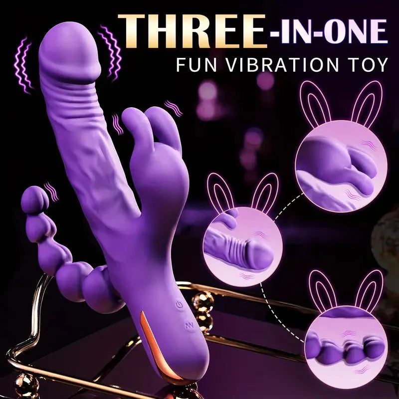 Rabbit Anal Dildo Vibrator Sex Toys -3 in 1 G-Spot Vibrators 10 Vibrating Modes - AVYXO