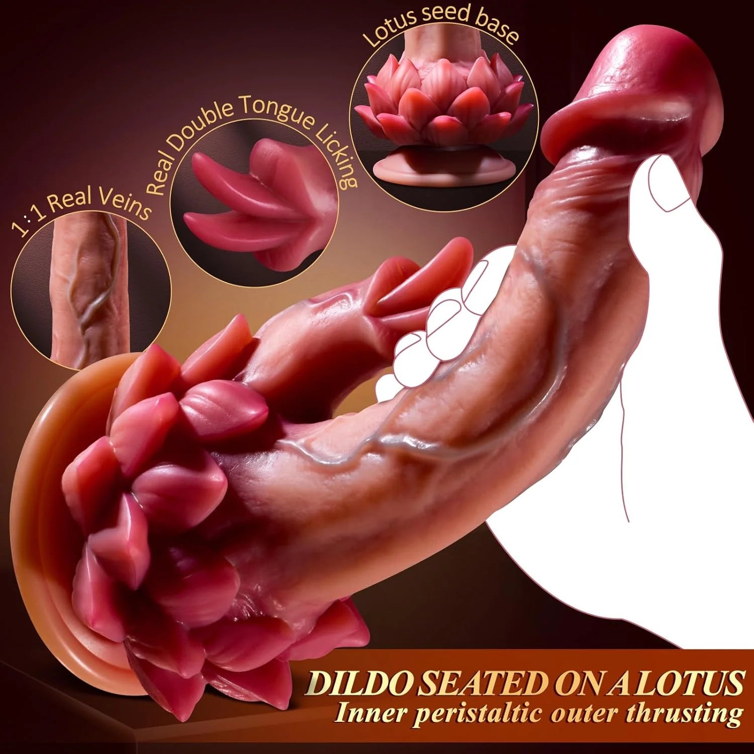 Sitting Lotus Thrusting Dildo - 8 Thrusting & Licking Modes - AVYXO