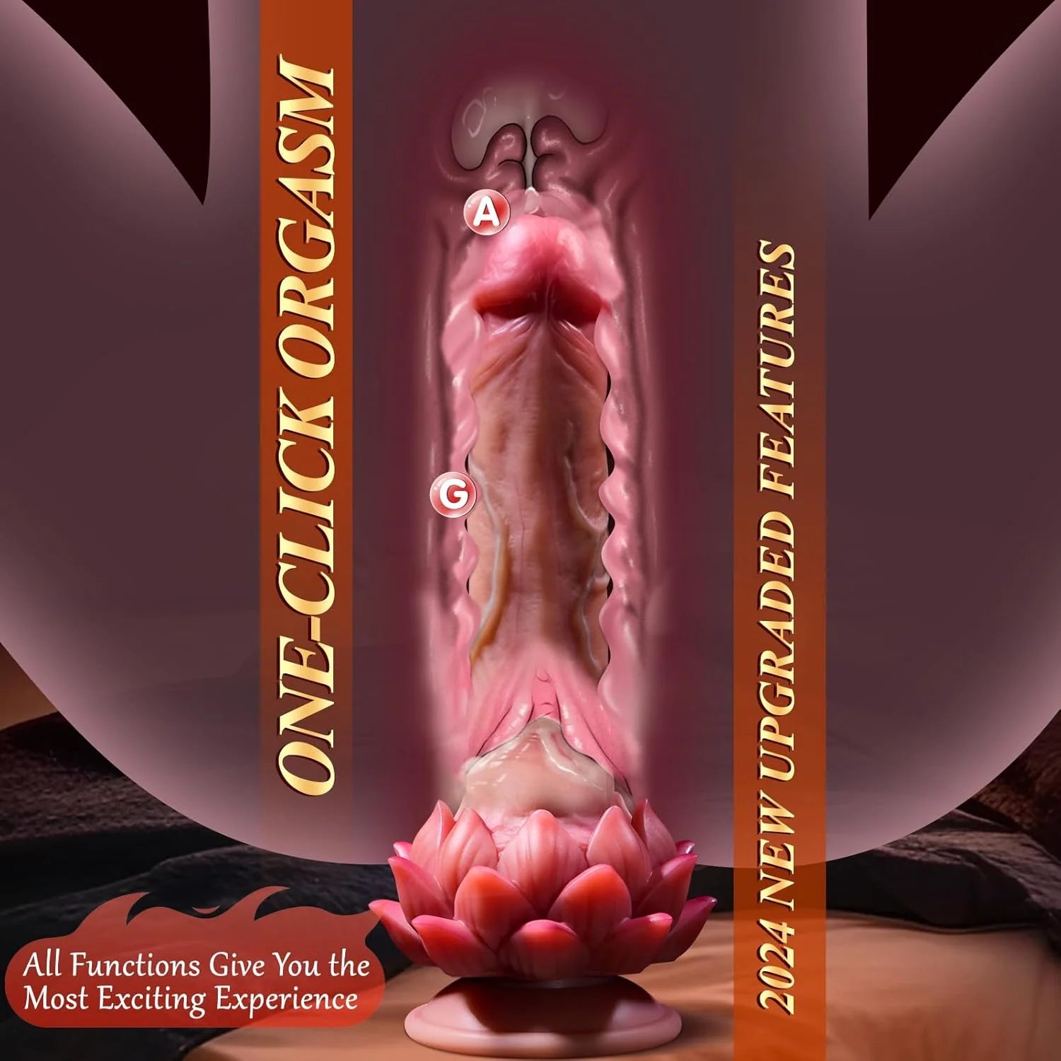 Sitting Lotus Thrusting Dildo - 8 Thrusting & Licking Modes - AVYXO