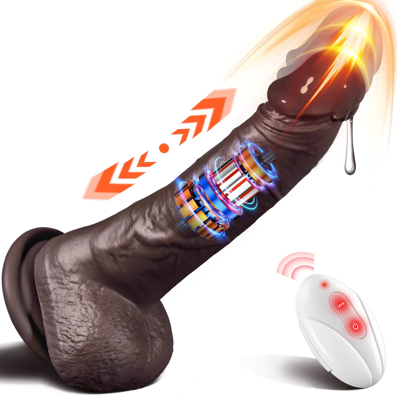 Thrusting Dildo Adult Sex Toys, Remote Control Heated Black Realistic Dildos With 9 Thrusting & Vibrating Modes For G-Spots Clit Anal Stimulater - AVYXO