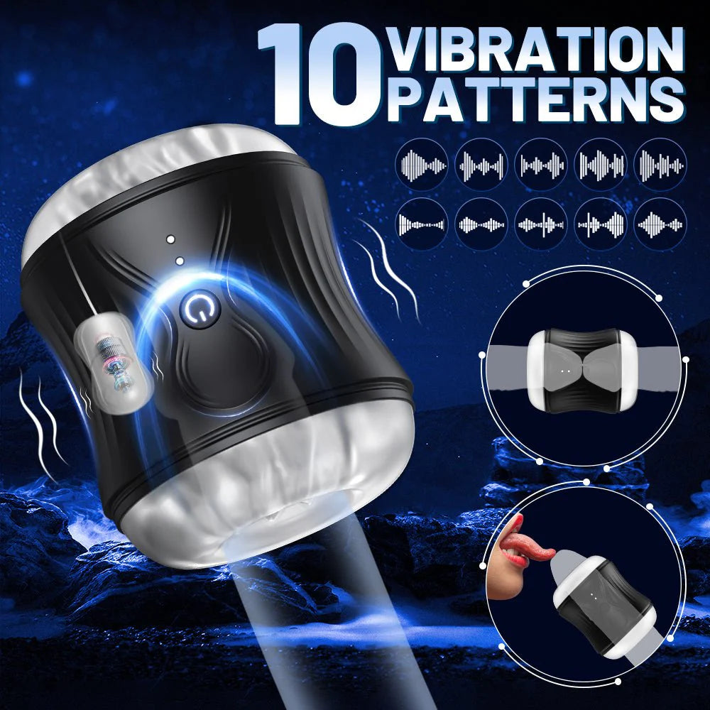 Vibrating Male Masturbator - 12 Vibration Modes, Oral Sex Pleasure - AVYXO