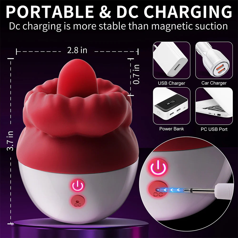 Rose Sex Toys Vibrator for Women - Adult Toys with 10 Vibrating & 10 Tongue Licking Modes - AVYXO