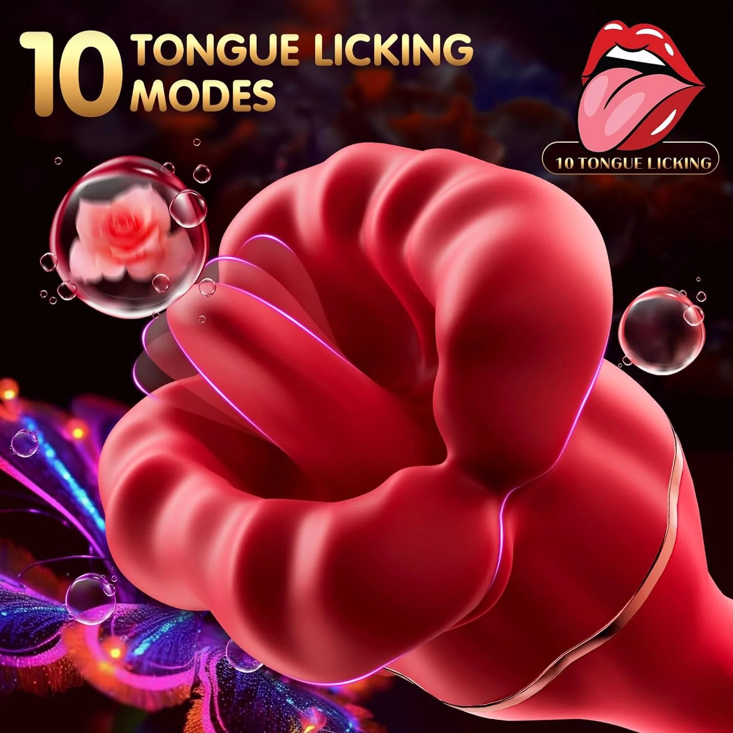 Rose Vibrator 10 Tongue Licking & Vibration Modes - AVYXO